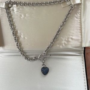 Kay jewelers silver and sapphire heart necklace